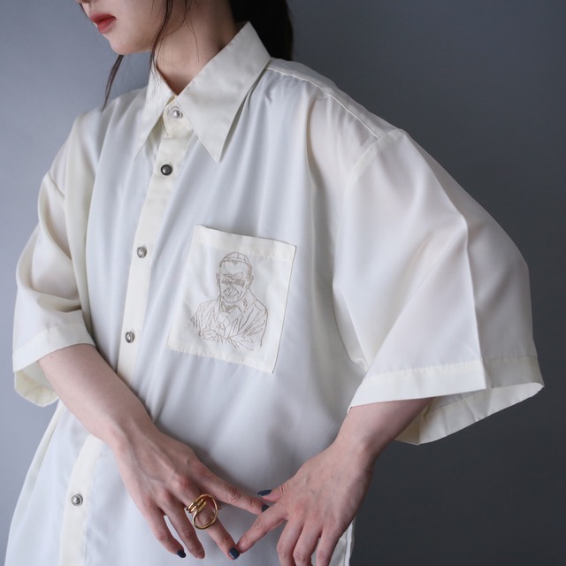 "刺繍" front and back design over silhouette h/s shirt（dead stock）