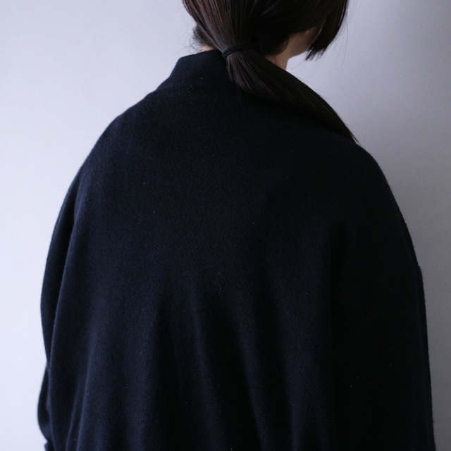 fake suede switching design zip-up knit blouson