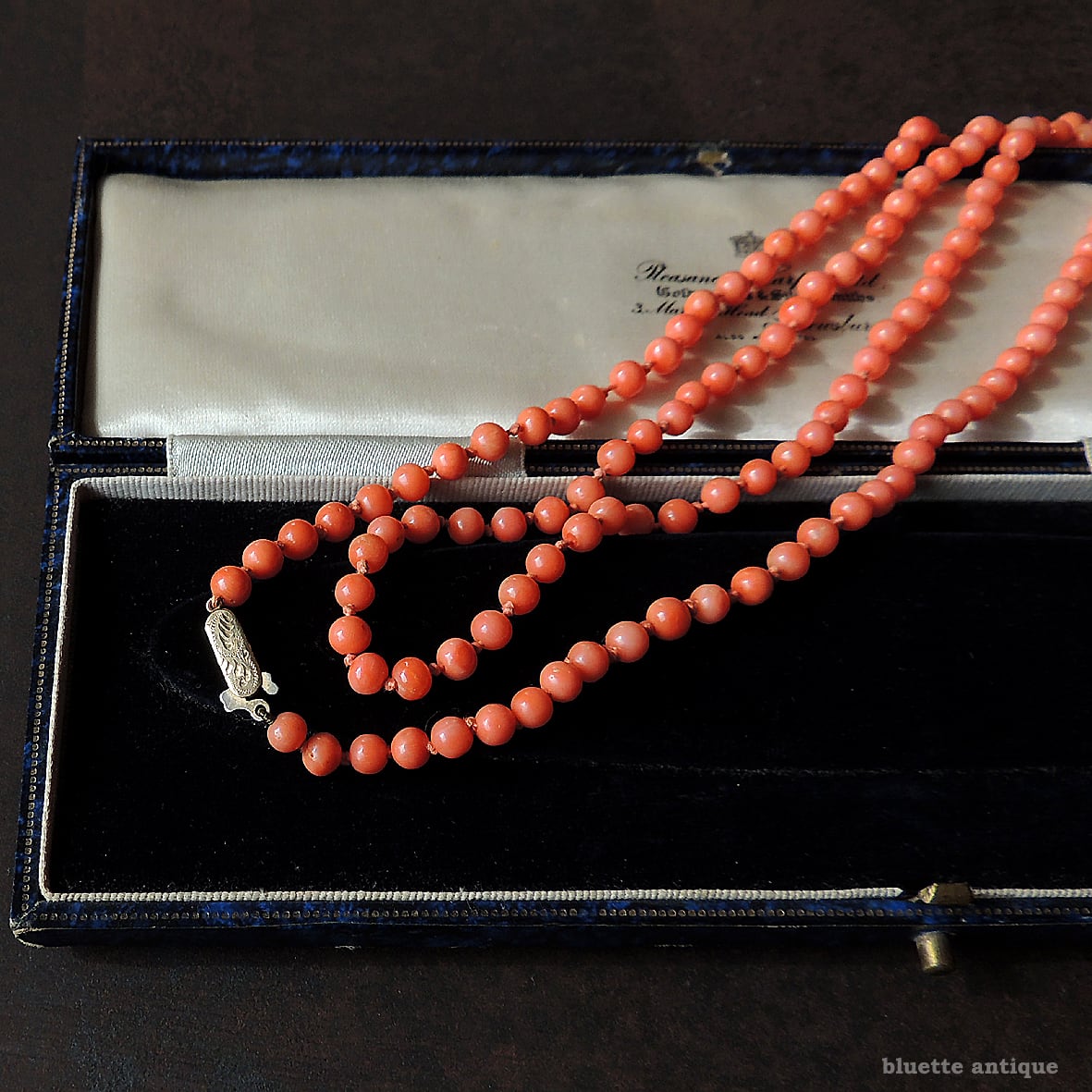 英国アンティークジュエリー 9ctゴールド コーラル ロングネックレス