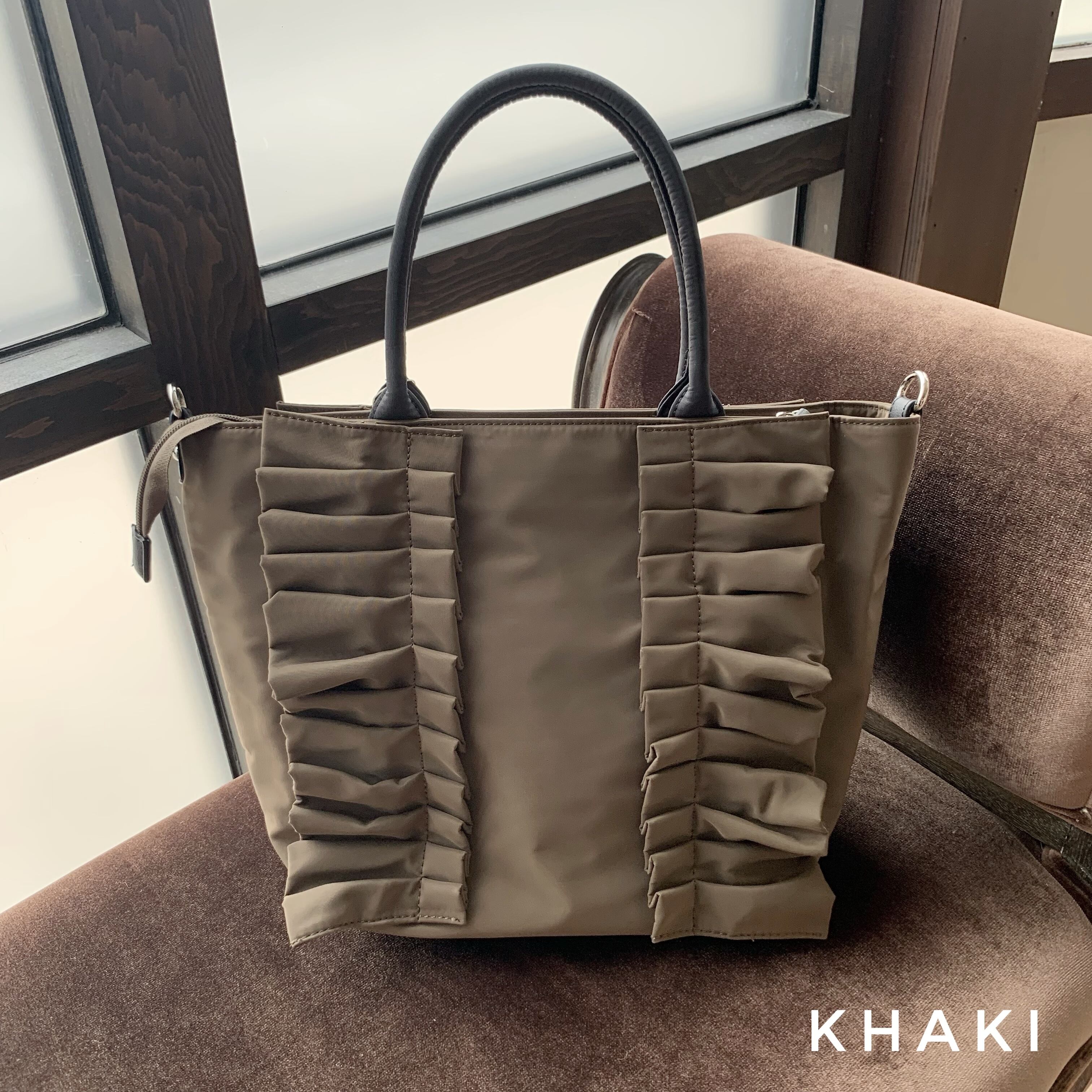 残り僅か ナイロンフリルトートバッグ Sysorus