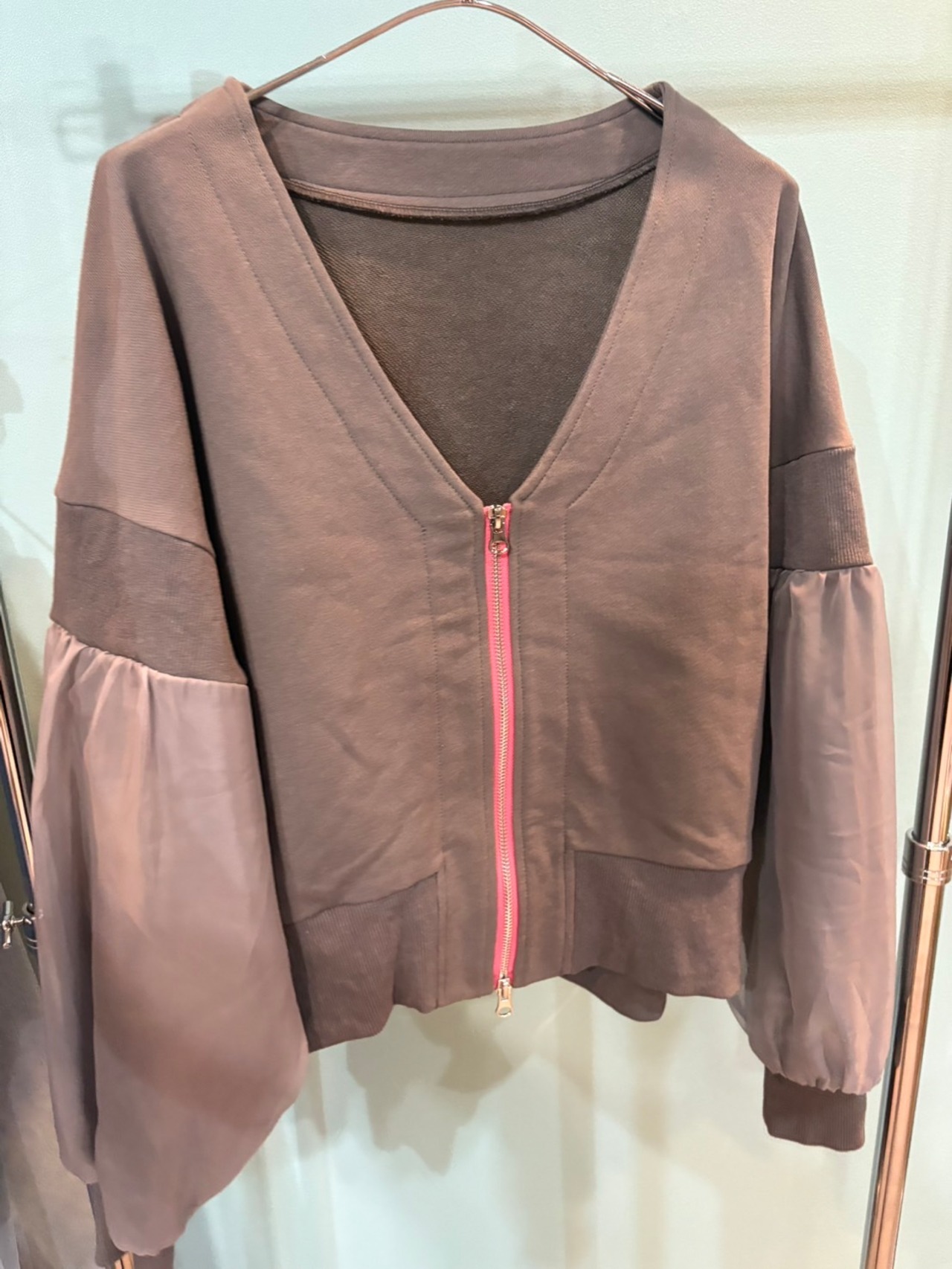 GALENA チュールレイヤード裏毛カーディガン　70060-3105