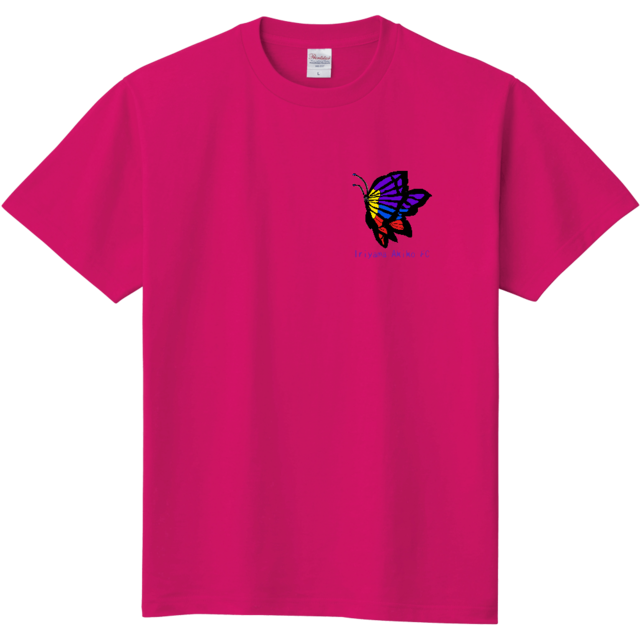 男女兼 蝶 オリジナルTシャツ(ショッキングピンク) | 入山アキ子GoodsShop