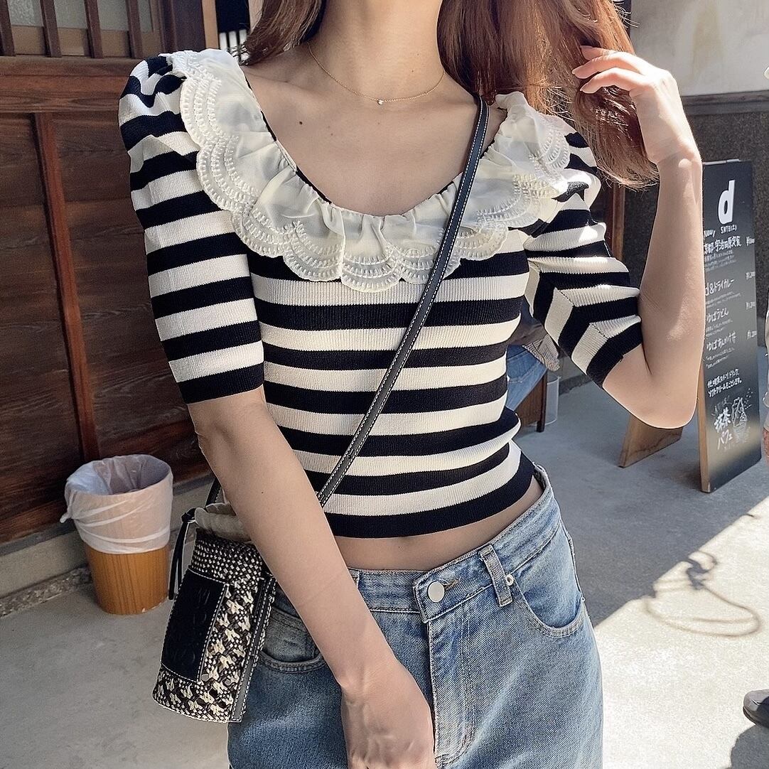 Border lace tops / border(6月上旬〜中旬頃発送予定)