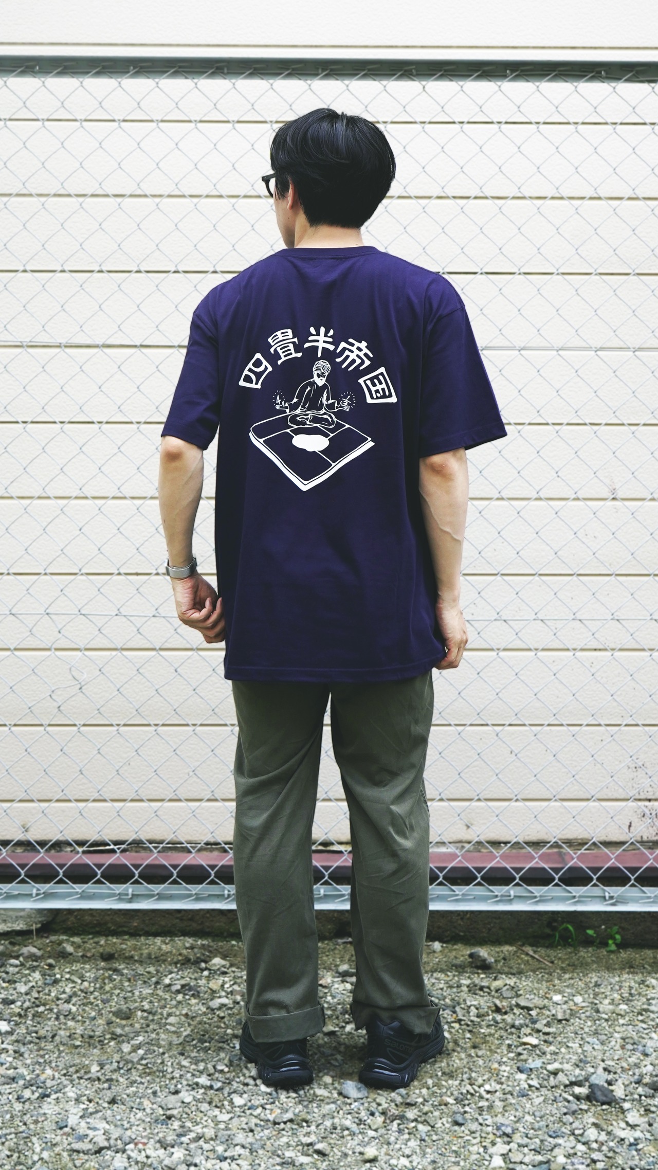 四畳半帝国半袖 Navy / White
