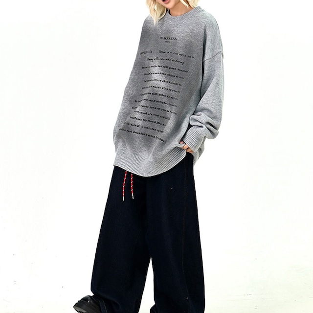 テキストメッセージルーズニット 2col R01192