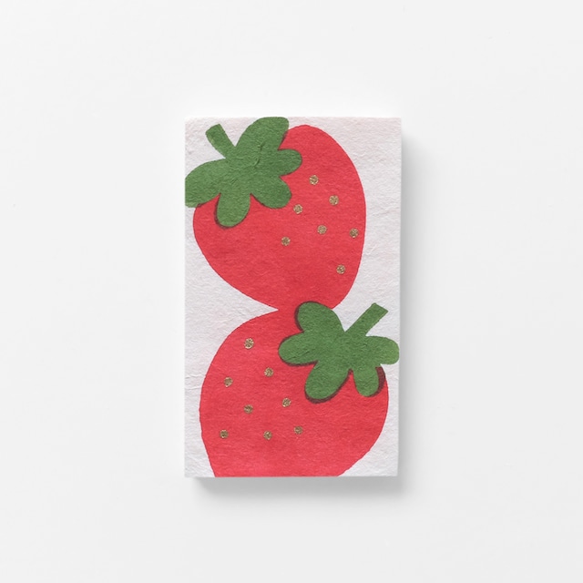 手摺り型染めぽち袋　イチゴ