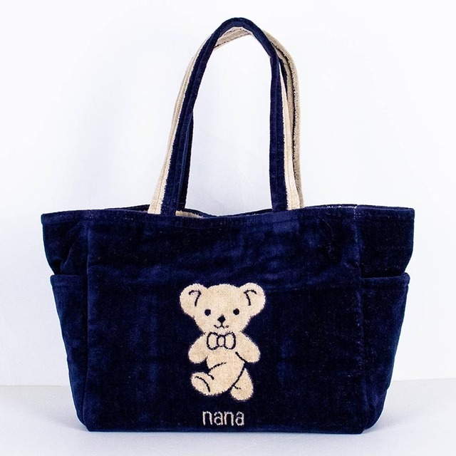 バッグ　横浜ナナ 湘南ナナ　NANA　湘南バッグ　ベア柄　紺ベージュ　nn-sn8-C