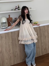 ギャザーフリルワンピース D1372