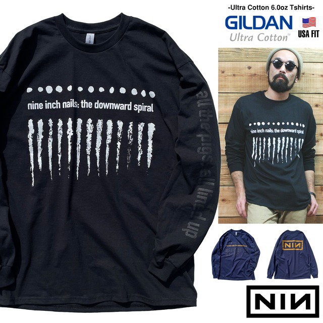 NINE INCH NAILS 「THE DOWNWARD SPIRAL」　ナインインチネイルズ　ザ ダウンワードスパイラル　袖プリント　ロンT 　長袖Tシャツ　バンドTシャツ　2400-nin-tds  lstee-nin-tds【The clone】