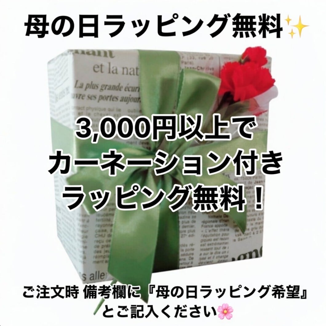 3,000円以上のお買い上げで、カーネーション付きラッピングを無料✾ 母の日カーネーション付ラッピングor単品