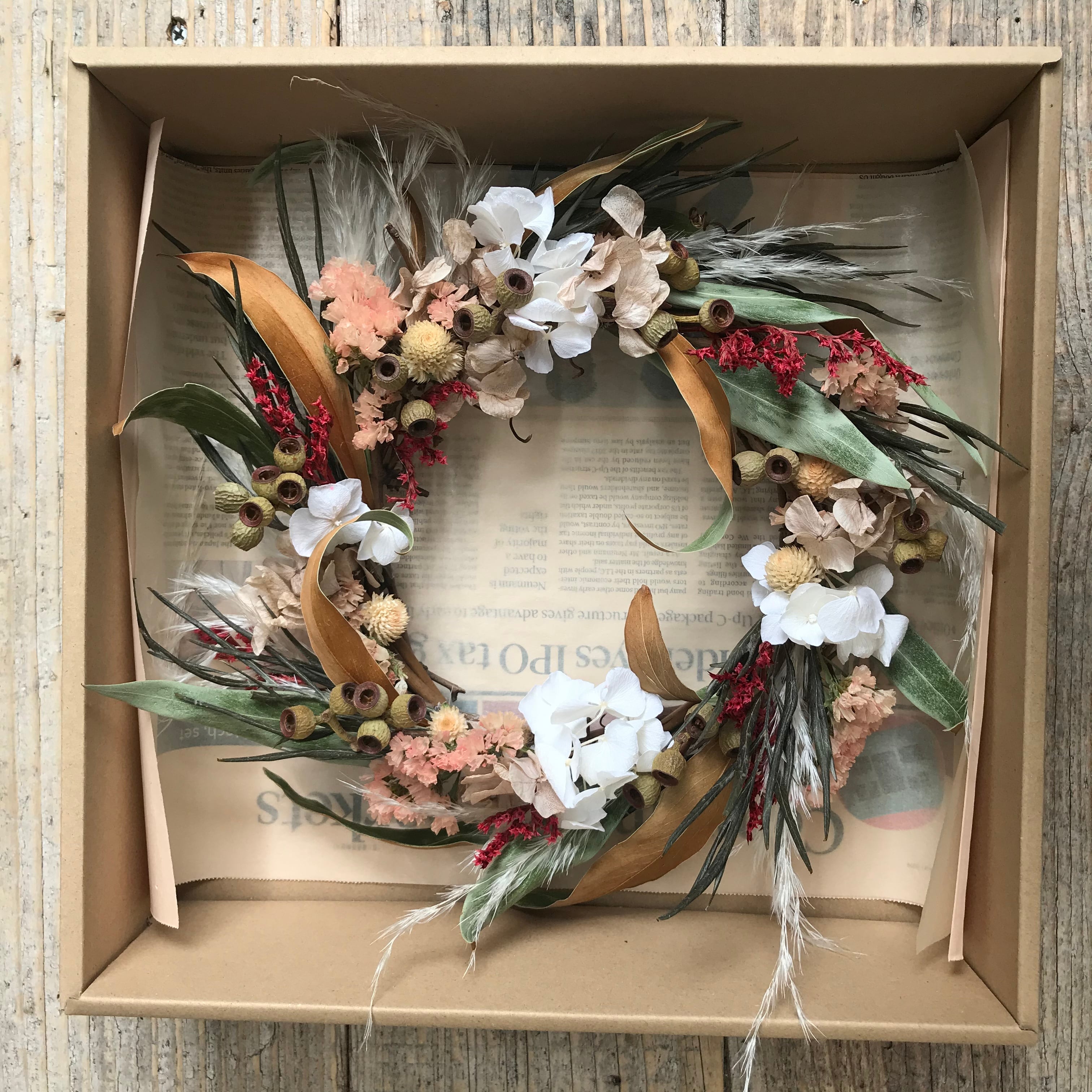 ドライフラワー☆大きめネイティブバンクシアリース プルモーサム