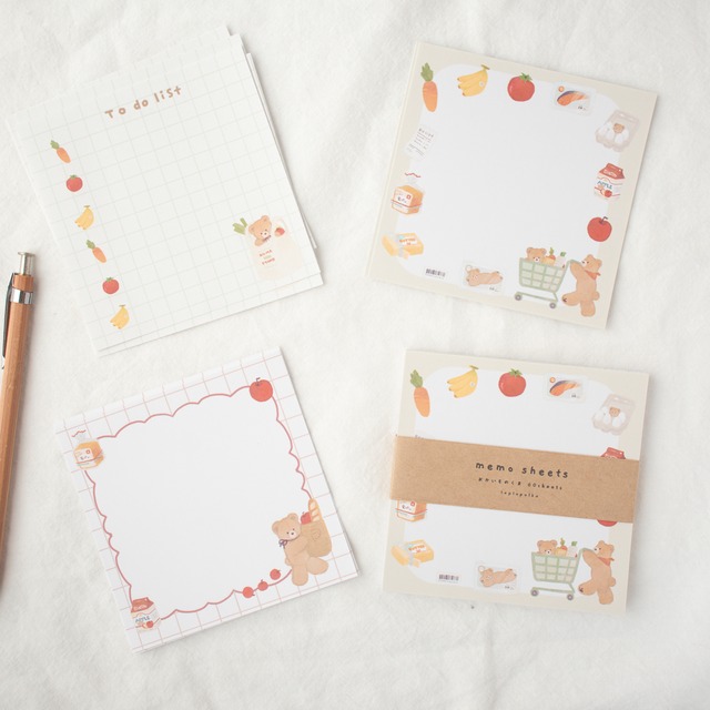 くまのおかいものメモシート｜バラメモ60枚入り