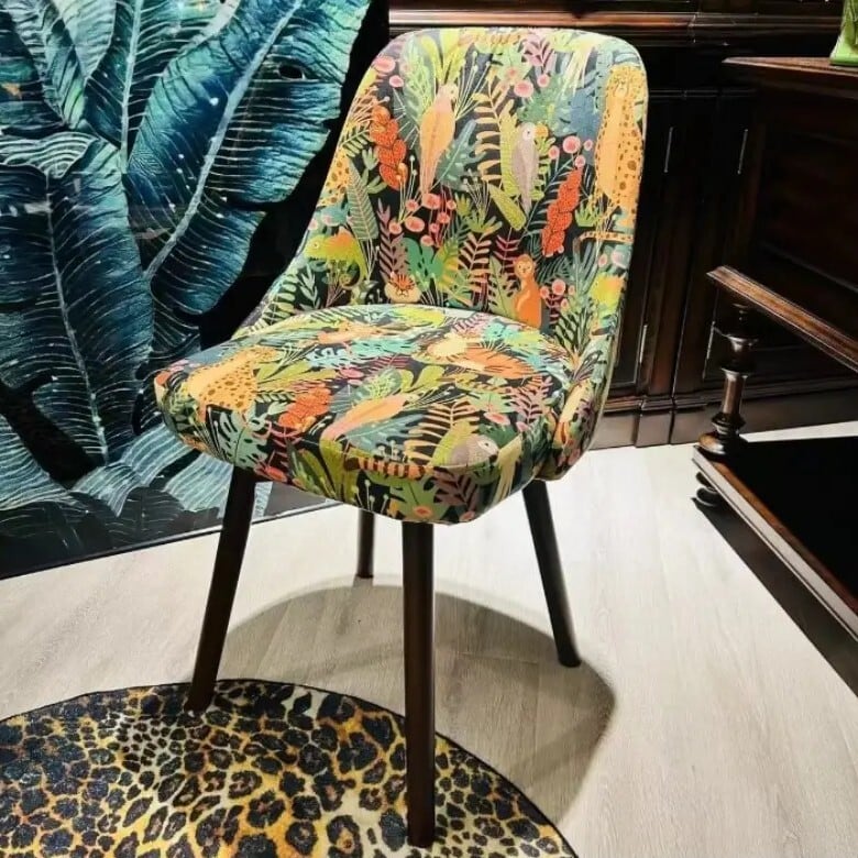 ダイニング チェア 回転式 花柄 フローラル 木製 おしゃれ かわいい