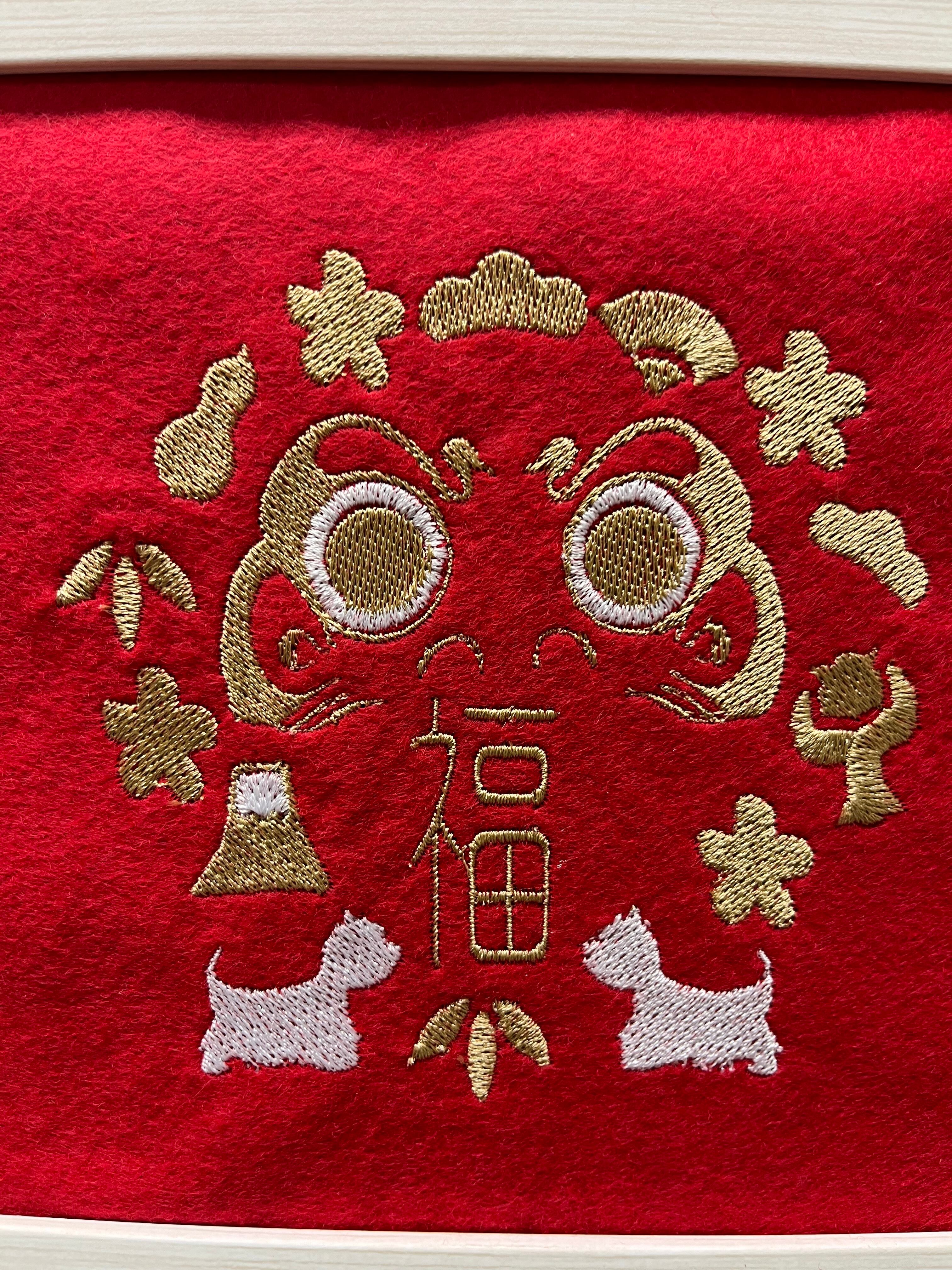 インテリア・生活道具 ハンドメイド ミニ刺繍フレーム 風鈴とハチワレ