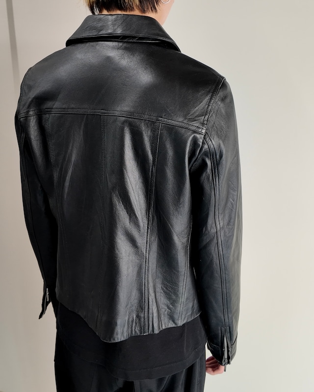 【BALMAIN】zip-up leather tracker jacket