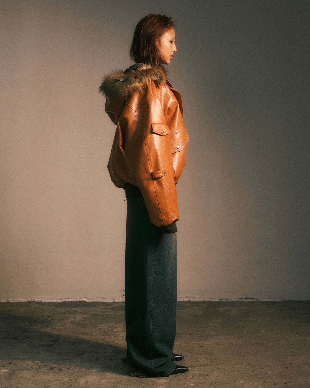 Frostage leather jacket / org