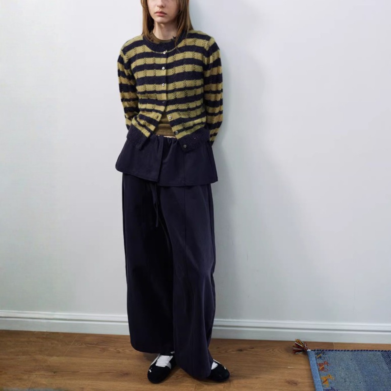 Nuance Border Knit Cardigan F0572