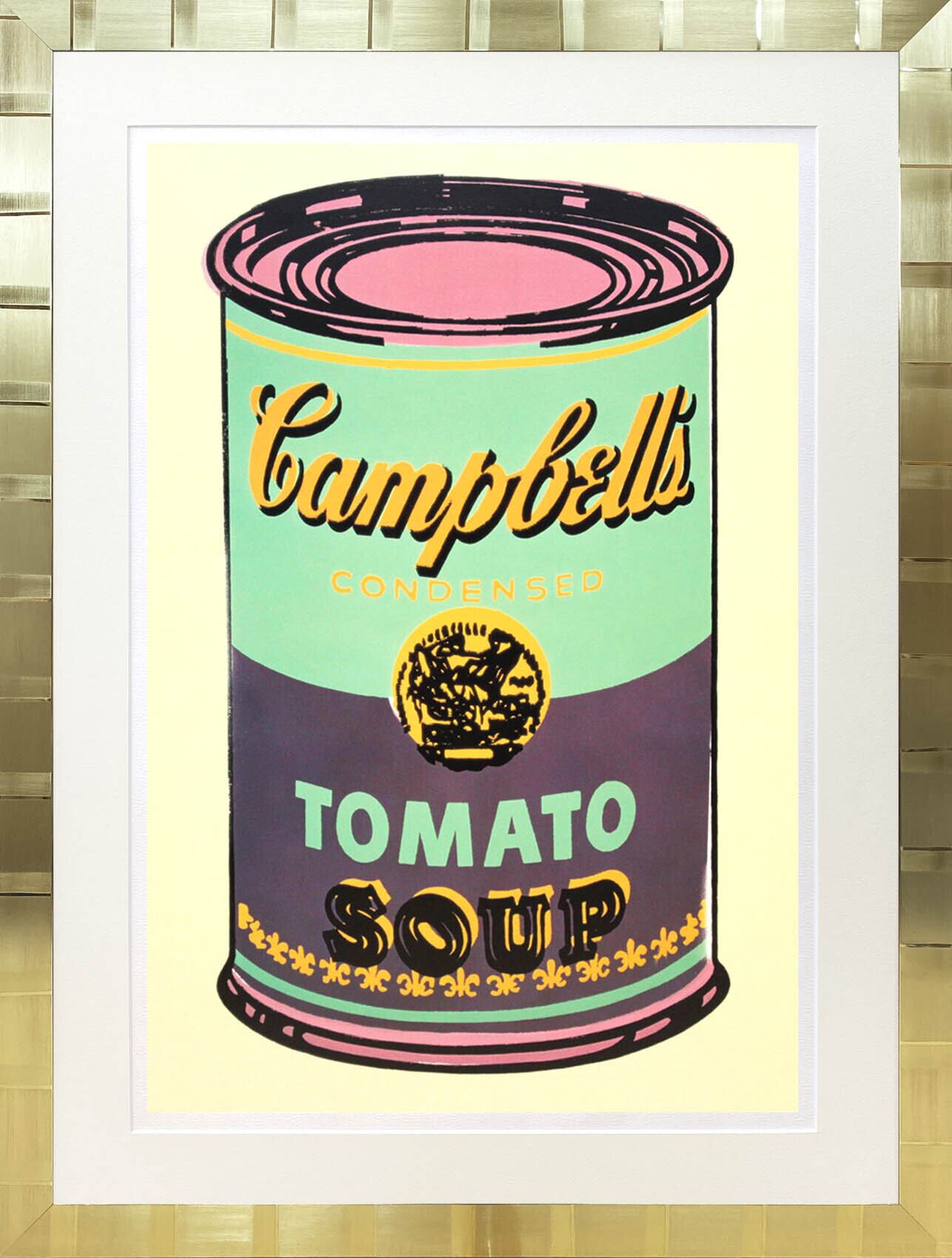 アンディ・ウォーホル「キャンベル・スープ(トマト/グリーン&パープル)1968」展示用フック付大型サイズジークレ ポップアート 絵画