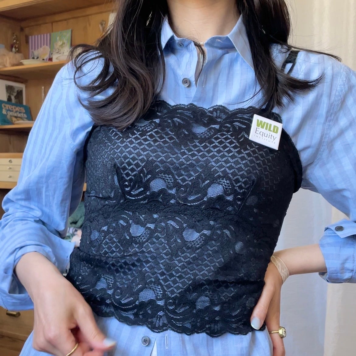 ストライプメンズシャツ ブルー