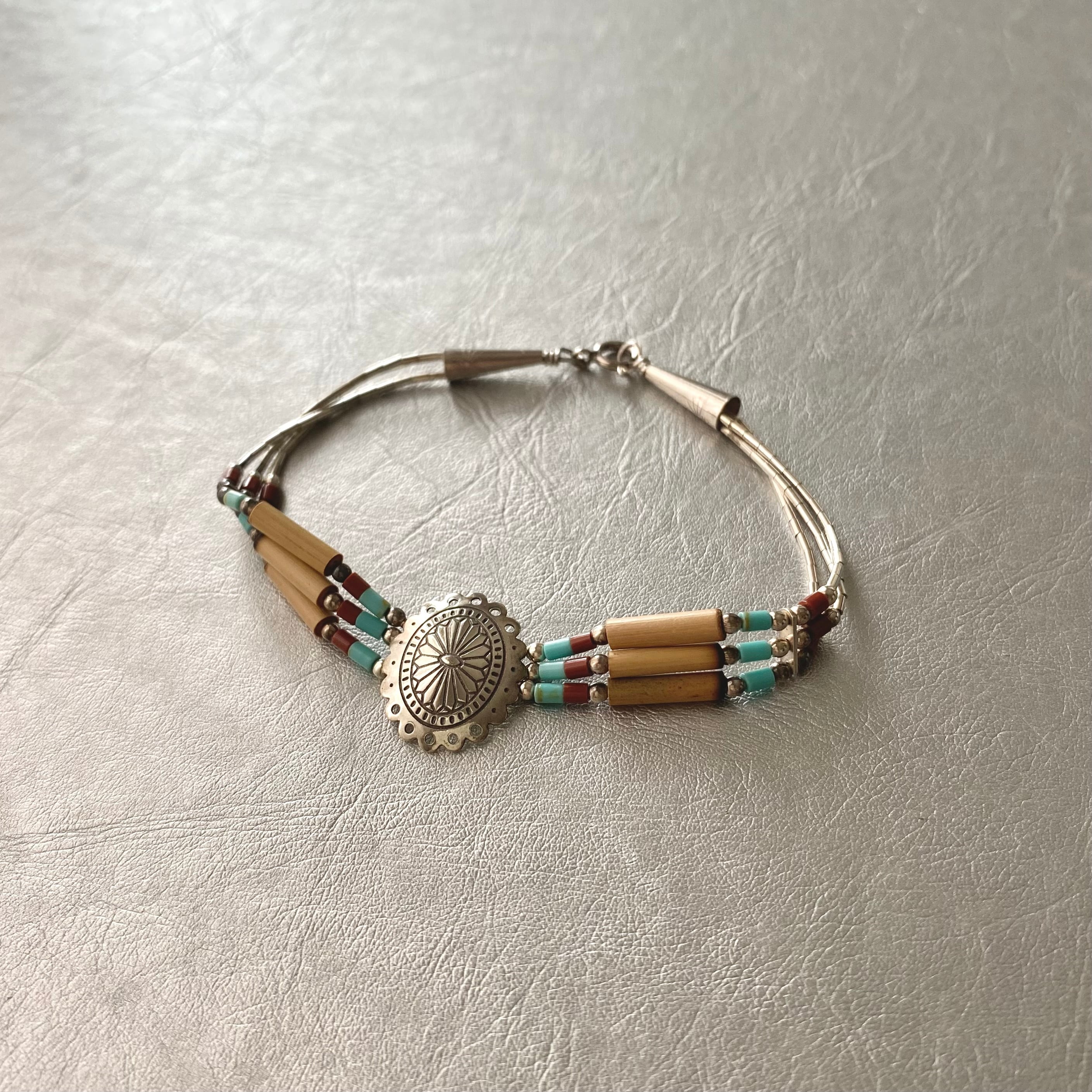 Used USA silver 925 colorful stone beads bracelet ユーズド