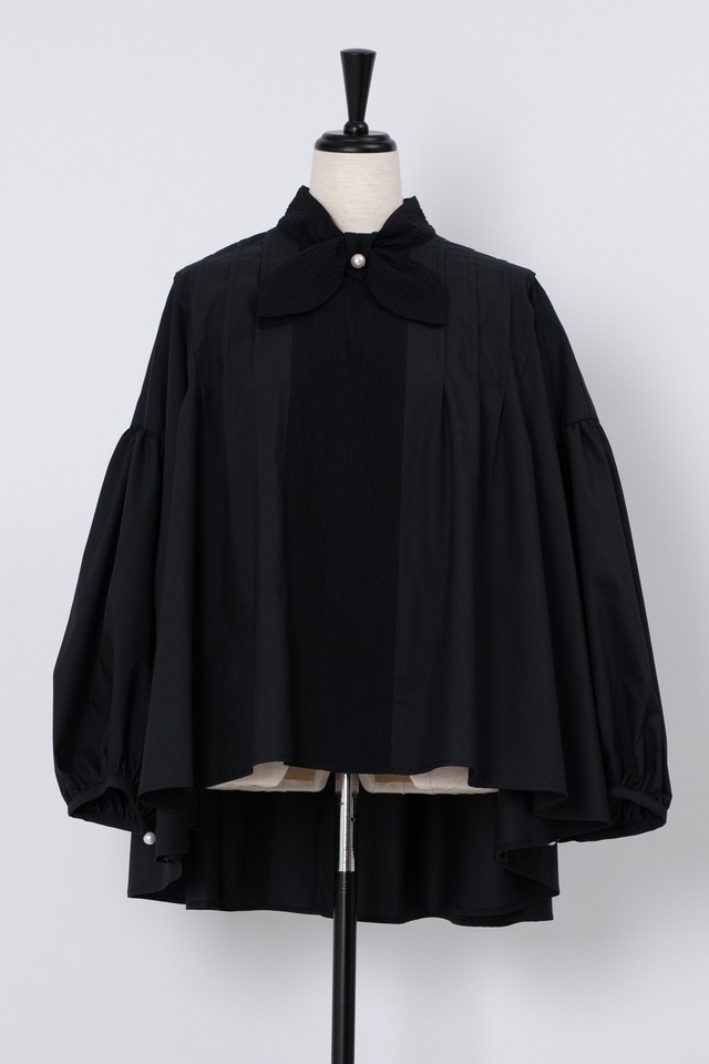 Bumpy Ribbon Tail Blouse　BLACK