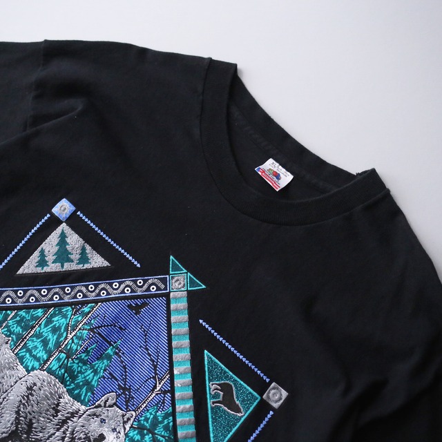 "狼” box print h/s big tee