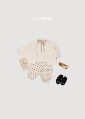 韓国子供服 / 26Autumn / 〖取寄〗valubebe / クリーミー リボン パフTシャツ / ベビー服 / キッズ服 *6M~S*