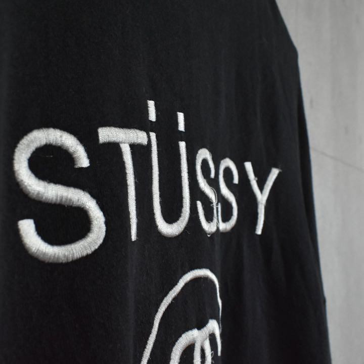 80s 黒タグ　STUSSY ステューシー　刺繍ロゴ　ブラック　スウェット