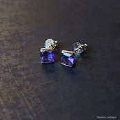 ヴィンテージジュエリー 9ctゴールド 天然アメシスト ピアス（ソーティングメモ付）