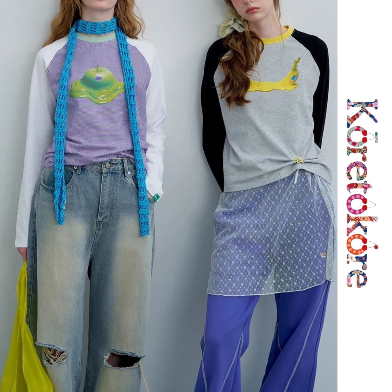 Fruit Raglan Long Sleeve Tee A3038〈4color〉