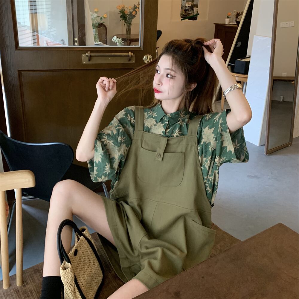 カジュアルな柄シャツとジャンプスーツセット | face to BEST