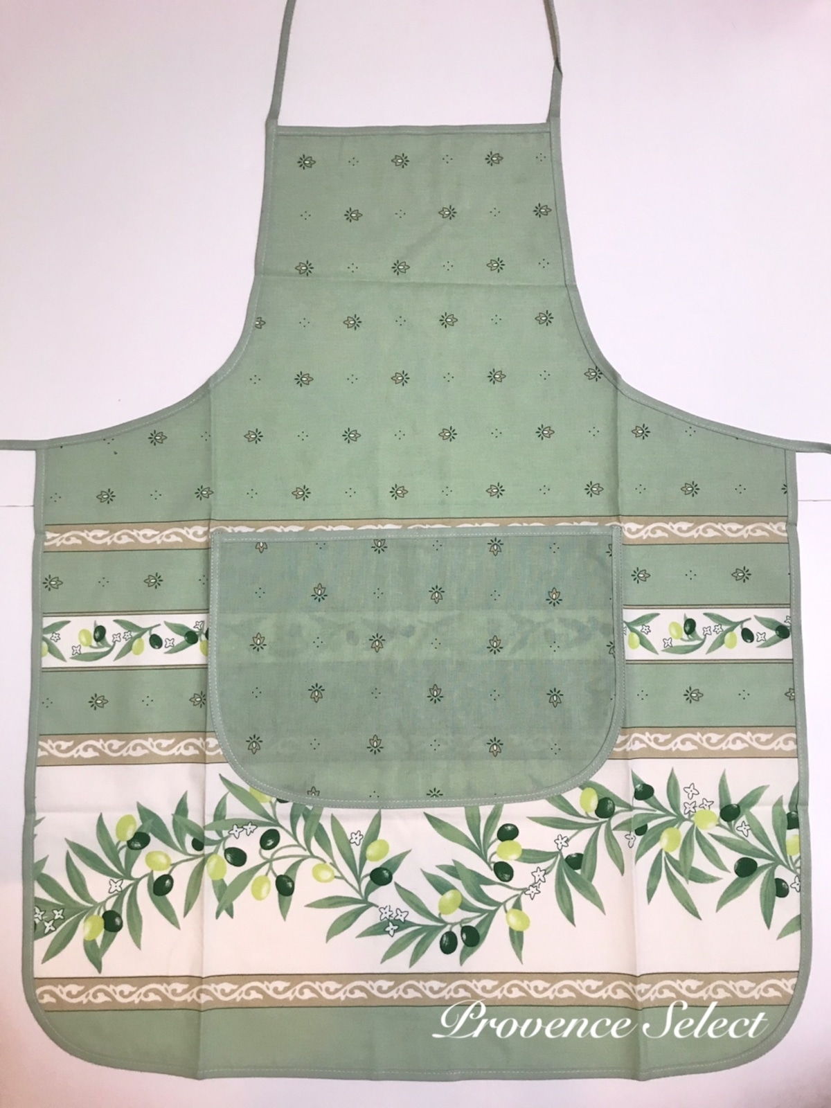 プロヴァンス柄 エプロン（オリーブ モスグリーン） | Provence Select（プロヴァンス セレクト） NATAL DESIGN オリーブ グリーンエプロン