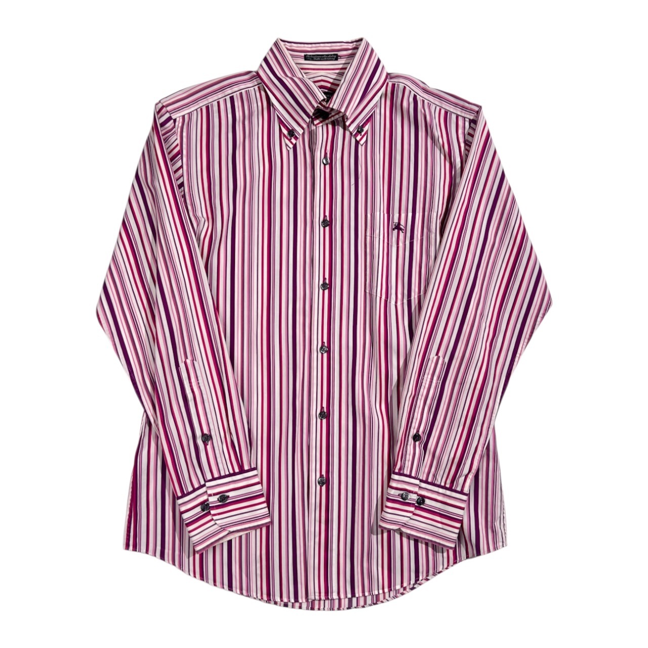BURBERRY BLACK LABEL バーバリーブラックレーベル ストライプ BD ボタンダウン 長袖シャツ サイズ 2 /ピンク系 メンズ 三陽商会