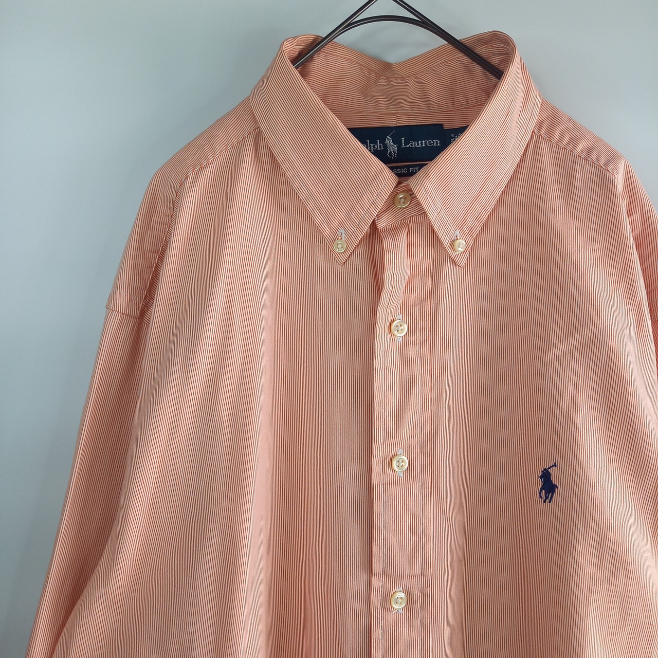 ラルフローレン　BDシャツ　長袖　刺繍ロゴ　オーバーサイズ　ストライプ　17
