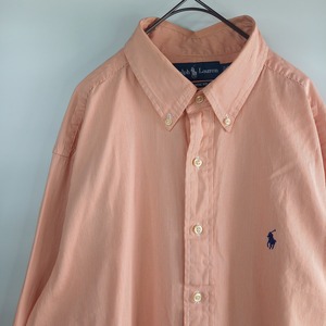 ラルフローレン　BDシャツ　長袖　刺繍ロゴ　オーバーサイズ　ストライプ　17