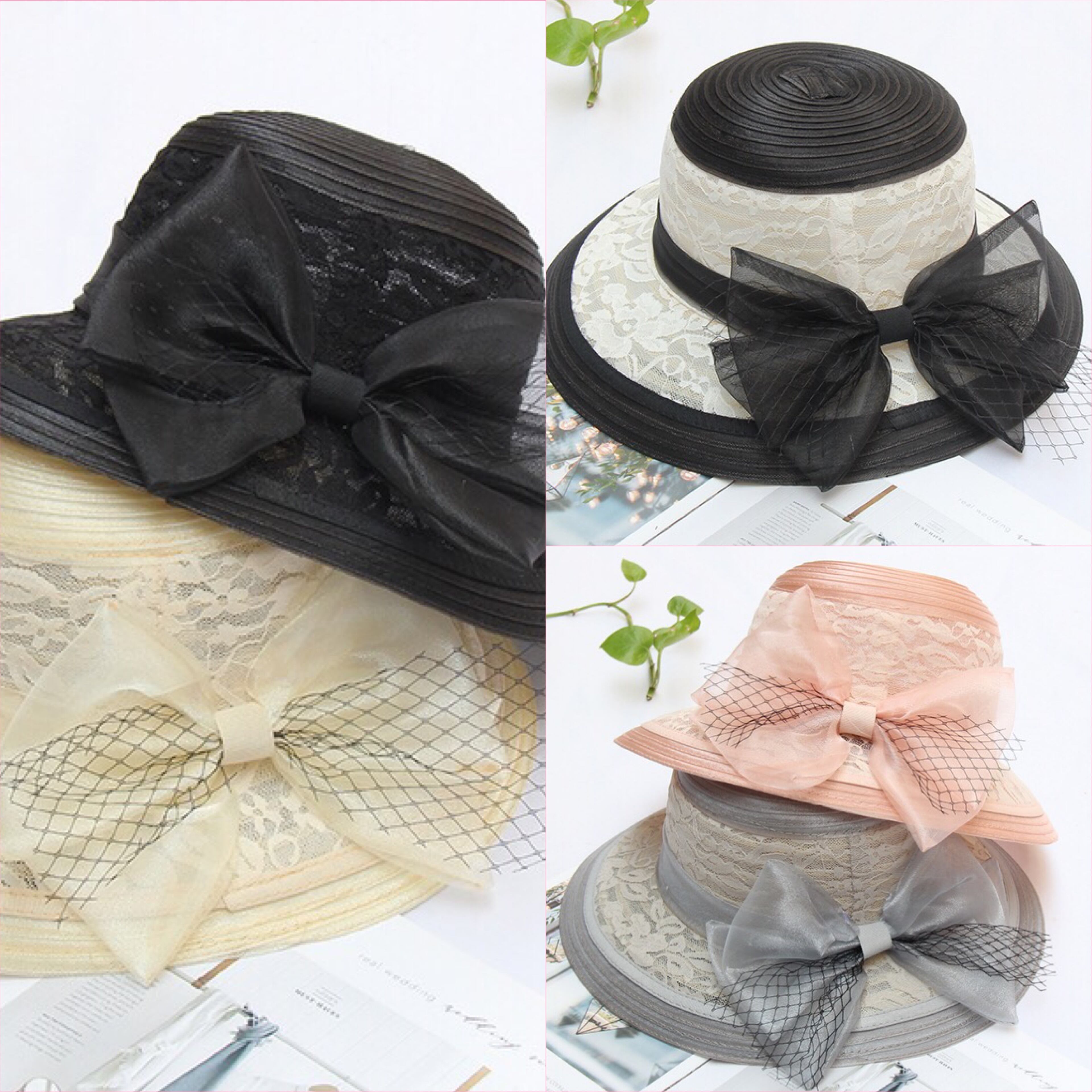 折りたたみ可能】【6カラー】帽子 日よけマダム リボン 日よけ 帽子