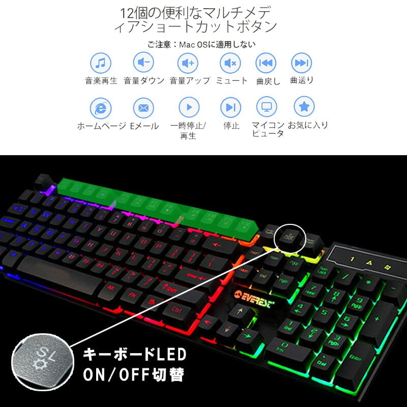 hp 光るLEDキーボード パソコン周辺機器