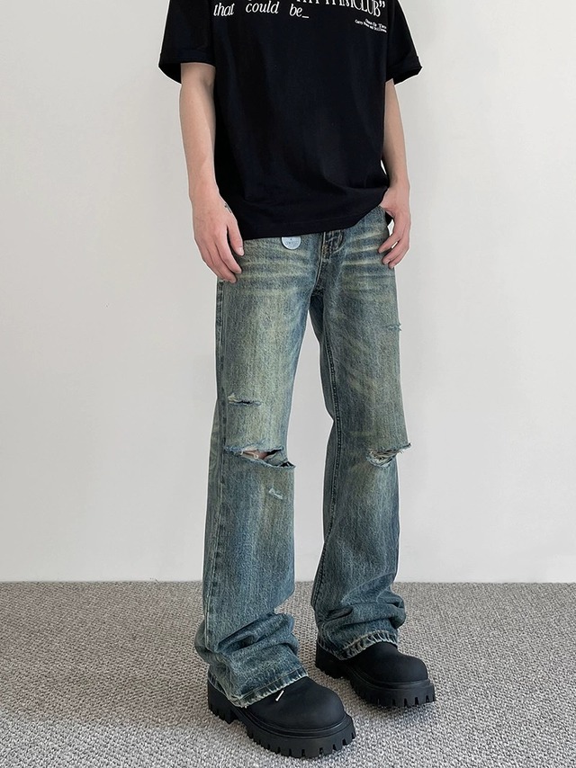 デニムパンツ vibe 男女兼用 ボトムス フェミニン カジュアル ジーンズ ジーパン 長ズボン 春夏秋冬