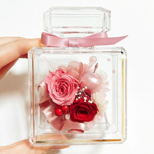【プロフーモ（小）】母の日　ピンク　赤　りんご　香水瓶型