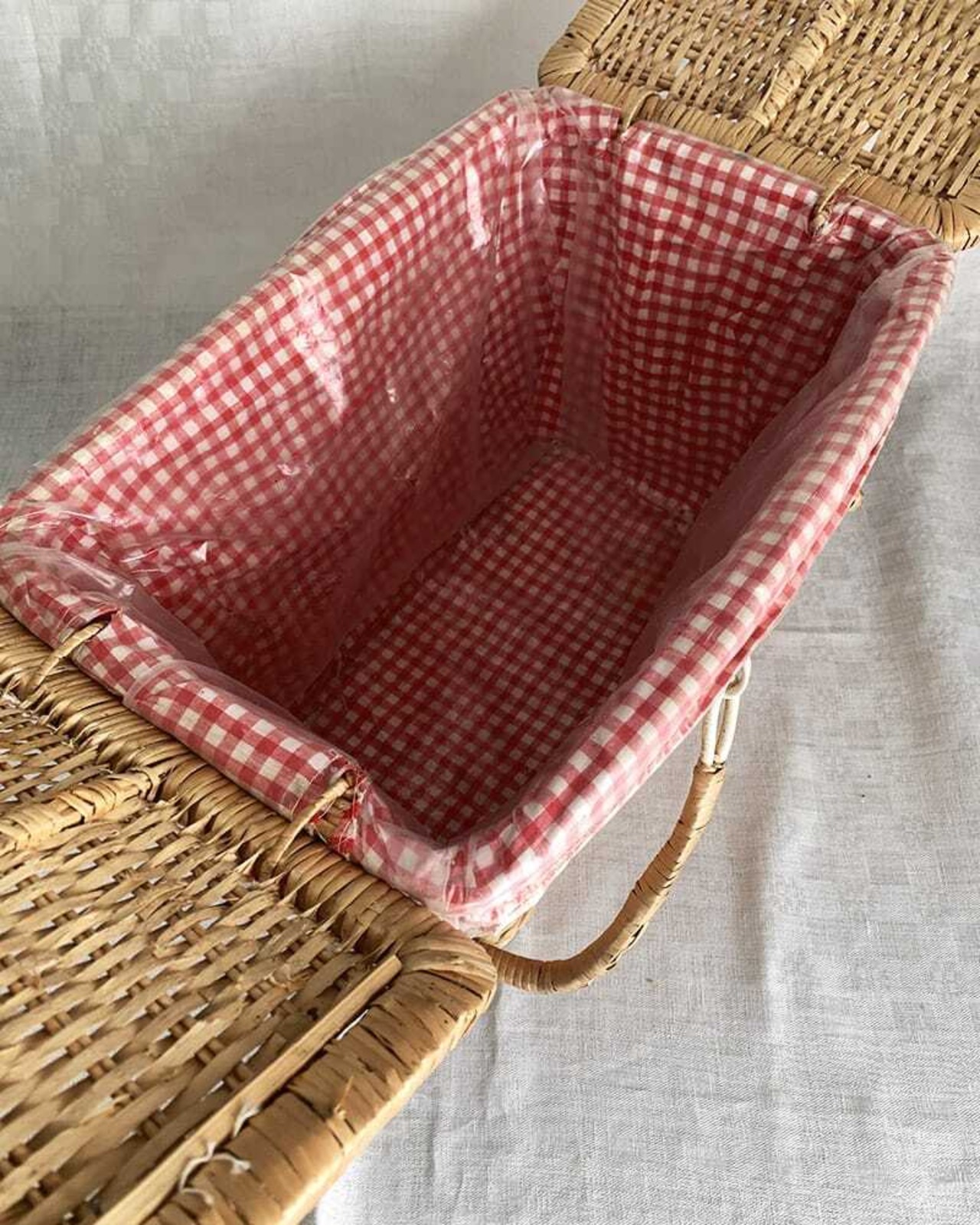 パニエ 大きめピクニックバスケット ギンガムチェック