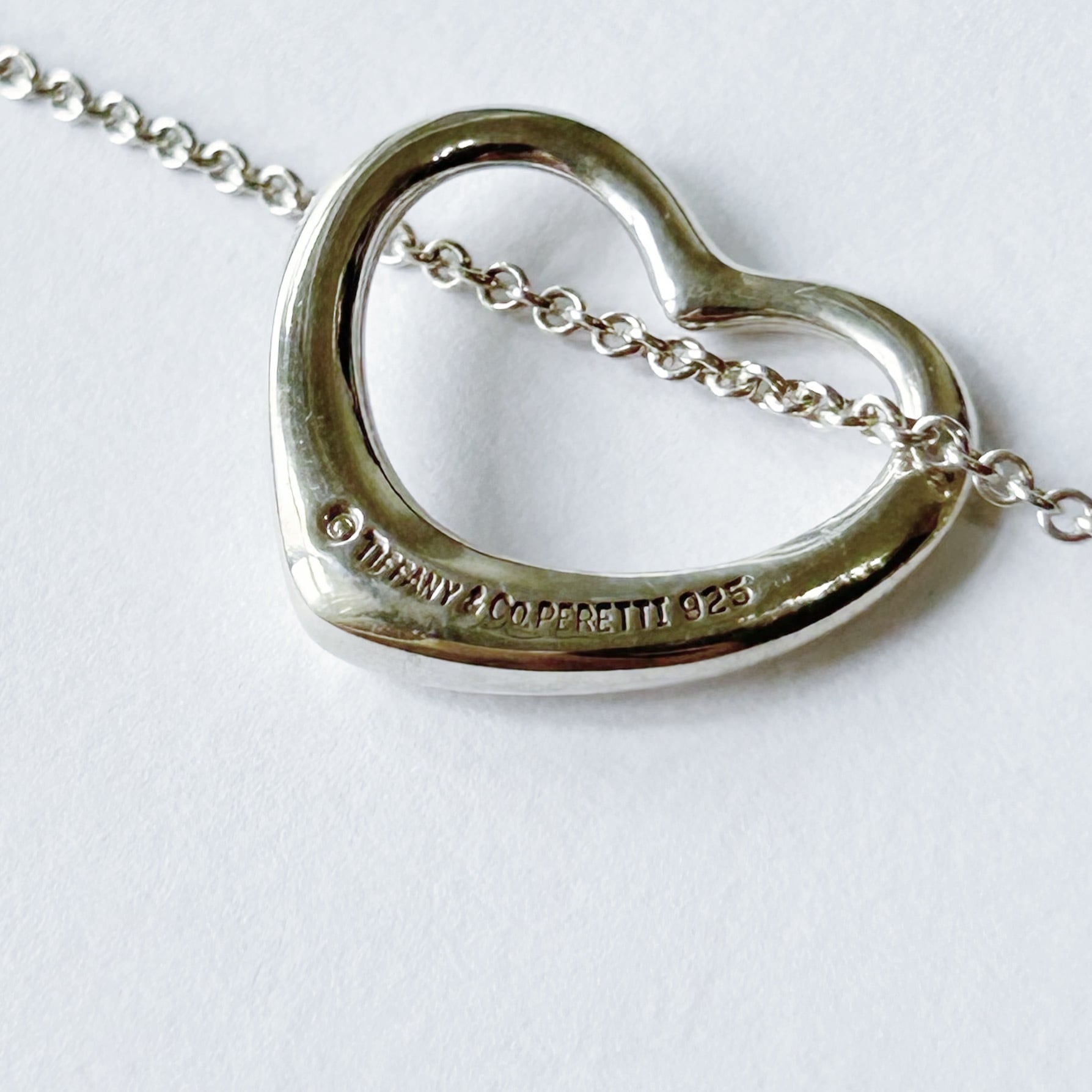 T7059】Tiffany&Co. open heart necklace big/silver925/ティファニー