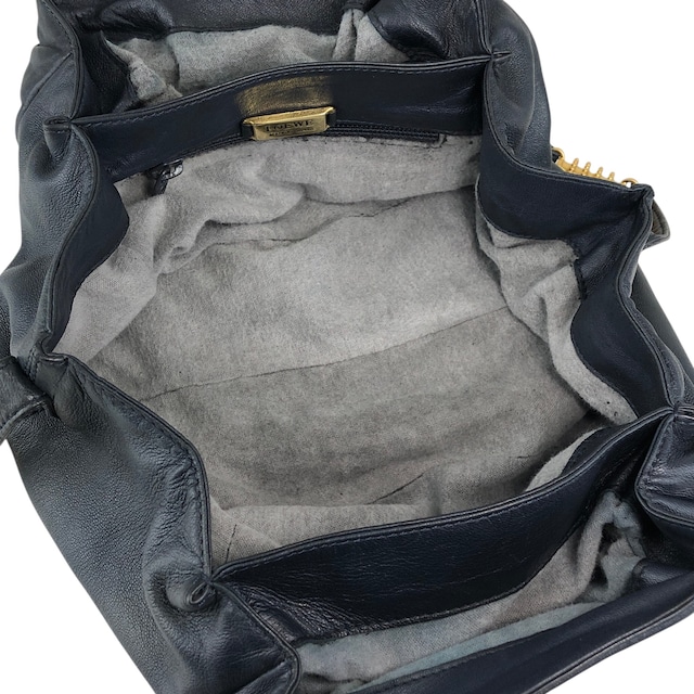 LOEWE ロエベ ショルダーバッグ ネイビー ロゴ ナッパレザー vintage ヴィンテージ オールド k4pn8w