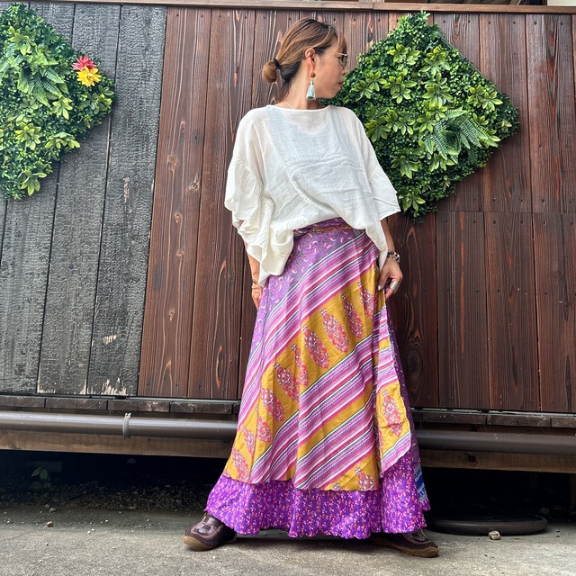 インド綿フリルトップス