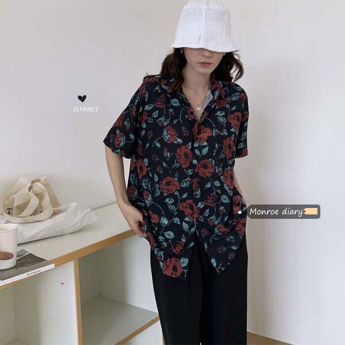 スタンダードフローラルシャツ サマー薄手ジャケット レトロ 夏物 花柄 モンロー98654424833