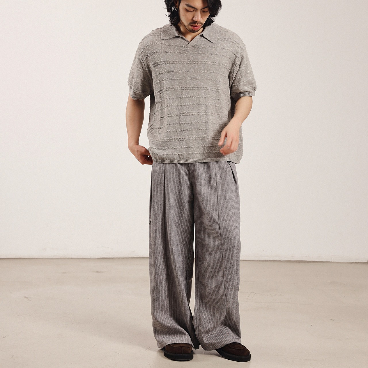 ドレープストライプ・ワイドスラックス N3603 - 3