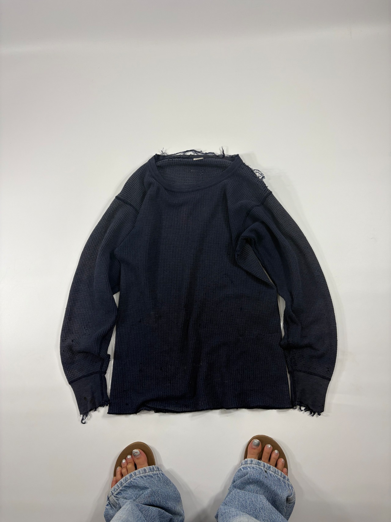 1980s Hanes Distressed Thermal Long Sleeve