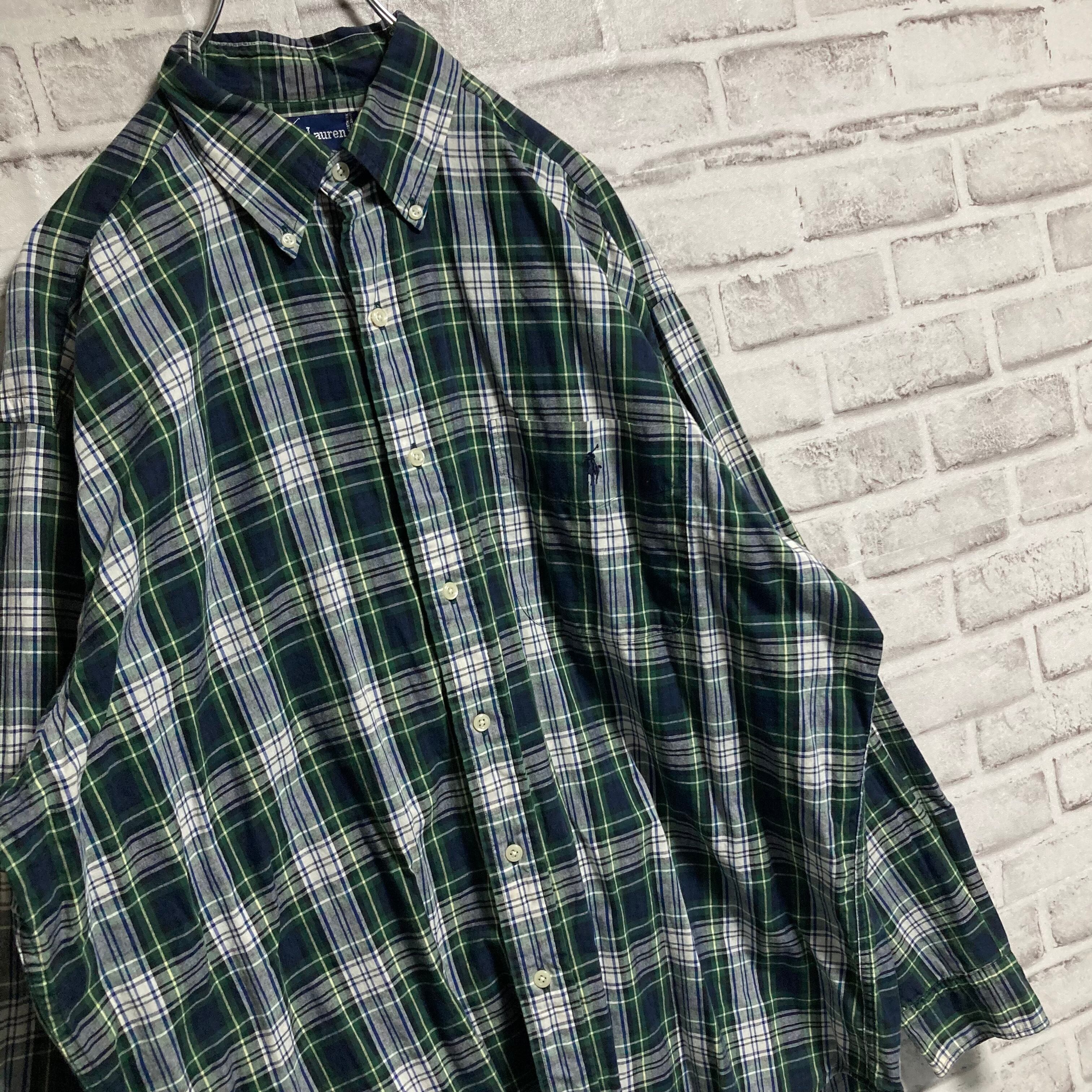 Ralph Lauren】L/S Check Pattern BD Shirt XL相当 90s ラルフローレン