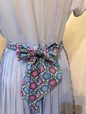 vintage pink×blue  flower frills apron