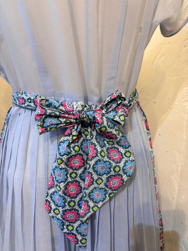 vintage pink×blue  flower frills apron