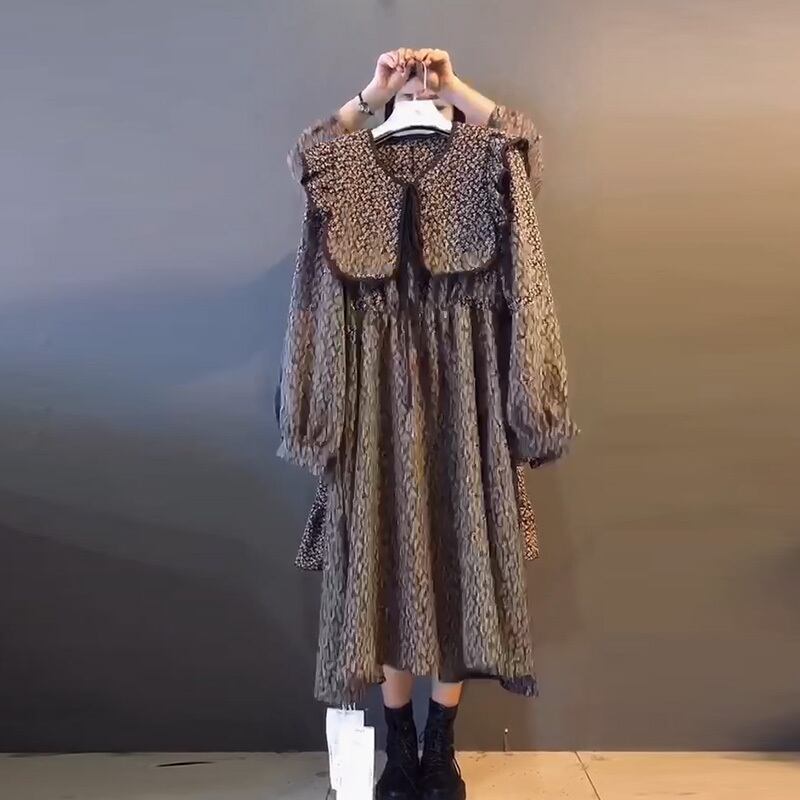 オータムカラーフローラルスカート スタイルドレス 大きめサイズ 秋物 花柄 ミックスインファッション63458536764